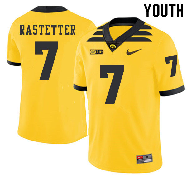 2019 Youth #7 Colten Rastetter Iowa Hawkeyes College Football Alternate Jerseys Sale-Gold